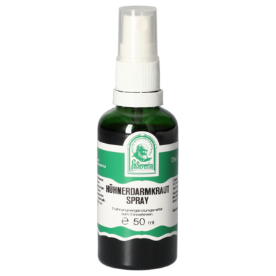 Sie sehen eine Packung HUEHNERDARMKRAUT SPRAY 50 ML, Produktbild: 01 HUEHNERDARMKRAUT SPRAY 50 ML, A-Nr.: 5834980 - 01