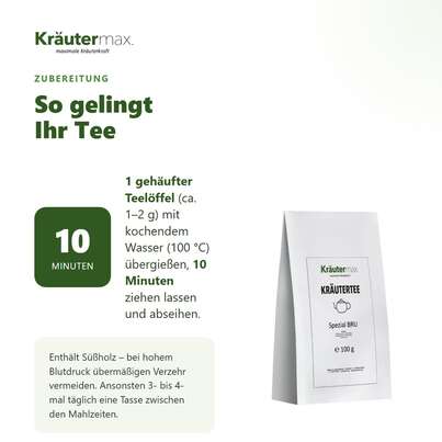 Sie sehen eine Packung Spezial BRU Tee 100 g, Produktbild: 04 Spezial BRU Tee 100 g, A-Nr.: 6032113 - 04