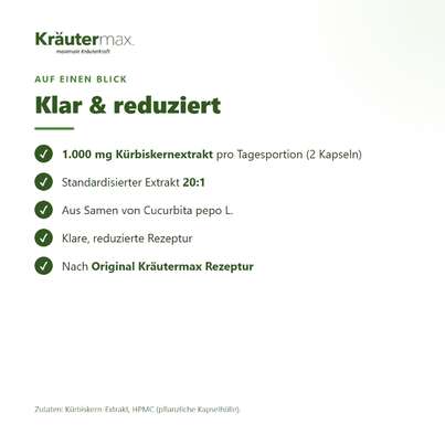 Kürbiskern Extrakt 1000 mg Kapseln 60 Stück, A-Nr.: 5942095 - 03