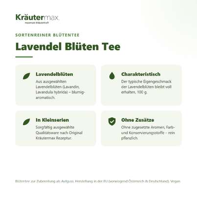 Sie sehen eine Packung Lavendel Blüten Tee 100 g, Produktbild: 02 Lavendel Blüten Tee 100 g, A-Nr.: 4608603 - 02