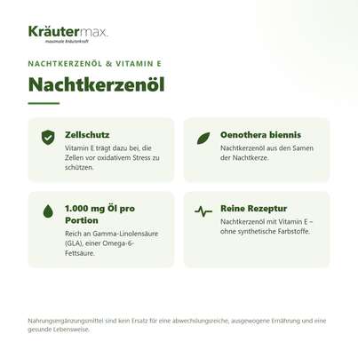 Sie sehen eine Packung Nachtkerzenöl Kapseln 90 Stück, Produktbild: 02 Nachtkerzenöl Kapseln 90 Stück, A-Nr.: 5746448 - 02
