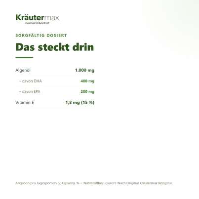 Omega 3 vegan Algenöl Kapseln 60 Stück, A-Nr.: 5414226 - 03