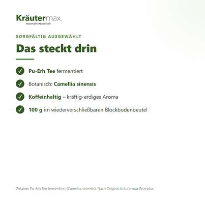 Sie sehen eine Packung Pu Erh Tee 100 g, Produktbild: 03 Pu Erh Tee 100 g, A-Nr.: 6032159 - 03