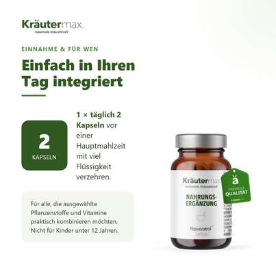Sie sehen eine Packung Resveratrol plus Kapseln 60 Stück, Produktbild: 03 Resveratrol plus Kapseln 60 Stück, A-Nr.: 5679189 - 03