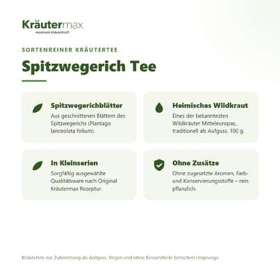 Sie sehen eine Packung Spitzwegerich Tee 100 g, Produktbild: 02 Spitzwegerich Tee 100 g, A-Nr.: 6017668 - 02