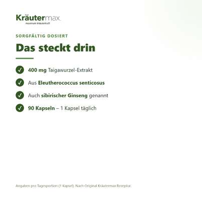 Taigawurzel Eleutherococcus Kapseln 90 Stück, A-Nr.: 5804393 - 03