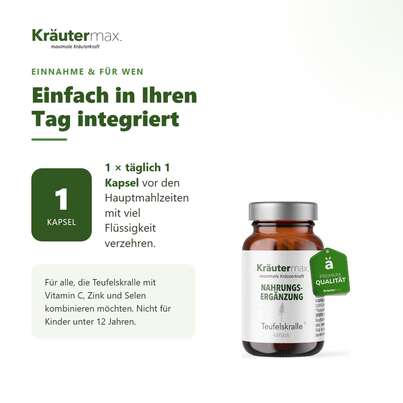 Sie sehen eine Packung Teufelskralle plus Kapseln 60 Stück, Produktbild: 04 Teufelskralle plus Kapseln 60 Stück, A-Nr.: 4731723 - 04