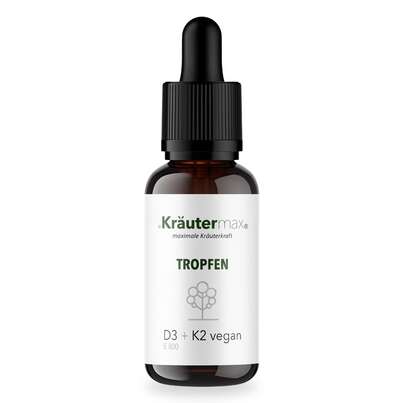 Sie sehen eine Packung Vitamin D3 800 IE K2 Tropfen vegan 50 ml, Produktbild: 01 Vitamin D3 800 IE K2 Tropfen vegan 50 ml, A-Nr.: 5804418 - 01