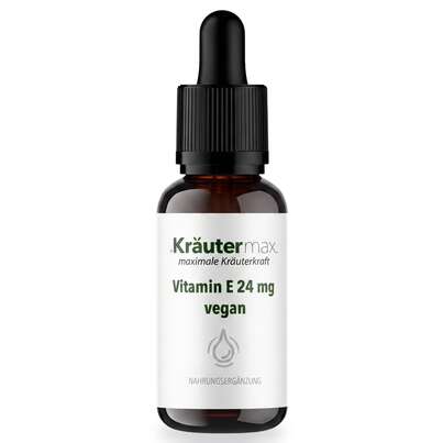 Sie sehen eine Packung Vitamin E 24 mg Tropfen vegan 15 ml, Produktbild: 01 Vitamin E 24 mg Tropfen vegan 15 ml, A-Nr.: 5289198 - 01
