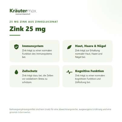Zink 25 mg Kapseln 60 Stück, A-Nr.: 5414249 - 02
