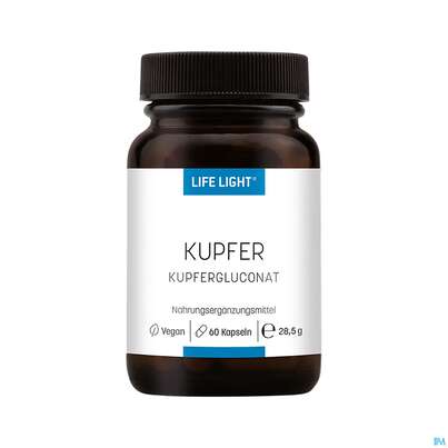 Sie sehen eine Packung Kupfer Kapseln 2mg Life Light 60st, Produktbild: 01 Kupfer Kapseln 2mg Life Light 60st, A-Nr.: 3134818 - 01