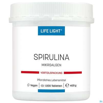 Sie sehen eine Packung Microalgen Spirulina Tabl 400mg 1000st, Produktbild: 01 Microalgen Spirulina Tabl 400mg 1000st, A-Nr.: 1743513 - 01