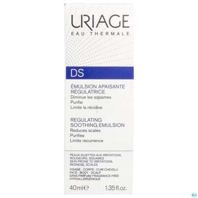 Sie sehen eine Packung Uriage Ds Beruhigende Regulierende Emulsion 40ml, Produktbild: 01 Uriage Ds Beruhigende Regulierende Emulsion 40ml, A-Nr.: 5618207 - 01