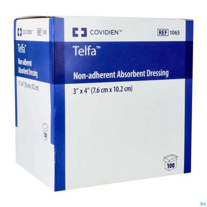 Sie sehen eine Packung Wundauflagen Telfa +atraumat.perforierte Polyesterfol. 7,5x10cm1065 100st, Produktbild: 02 Wundauflagen Telfa +atraumat.perforierte Polyesterfol. 7,5x10cm1065 100st, A-Nr.: 3266773 - 02