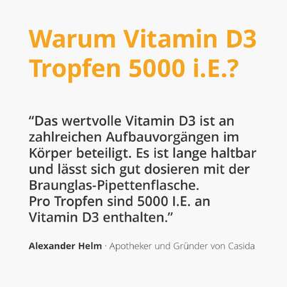Sie sehen eine Packung Casida Vitamin D3 Tropfen 5000 I.E., Produktbild: 02 Casida Vitamin D3 Tropfen 5000 I.E., A-Nr.: 5339039 - 02