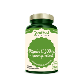 GreenFood Nutrition Vitamin C 500 + Hagebutten-Extrakt 60 Kapseln, A-Nr.: 5634264 - 01