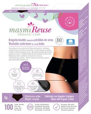 Bio Inkontinenz Maxislip - High Waist - Größe S - Schwarz - MASMI, A-Nr.: 5777064 - 01