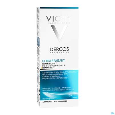 Sie sehen eine Packung Shampoon Vichy/dercos Ultra/sensible Kopfhaut Trocken 200ml, Produktbild: 04 Shampoon Vichy/dercos Ultra/sensible Kopfhaut Trocken 200ml, A-Nr.: 4442930 - 04