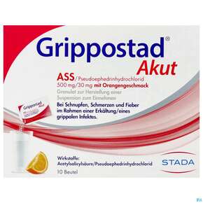 Grippostad Akut Ass/pseudoephedrin 500mg/30mg Gran.z.herst E.susp.z.einn Orange 10st, A-Nr.: 4979742 - 01