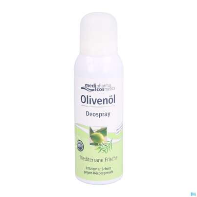 Sie sehen eine Packung Oliven Oel Dr.theiss Deospray Mediterrane Frische 125ml, Produktbild: 01 Oliven Oel Dr.theiss Deospray Mediterrane Frische 125ml, A-Nr.: 4246407 - 01