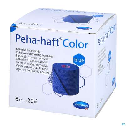 Sie sehen eine Packung Peha-haft Color Latexfrei Blue 20mx 8cm 1st, Produktbild: 04 Peha-haft Color Latexfrei Blue 20mx 8cm 1st, A-Nr.: 3879837 - 04