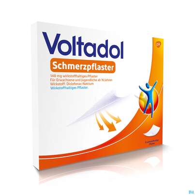 Sie sehen eine Packung Voltadol Schmerzpflaster Wirkstoffhaltig 140mg 5st, Produktbild: 03 Voltadol Schmerzpflaster Wirkstoffhaltig 140mg 5st, A-Nr.: 4985530 - 03