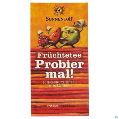 Sie sehen eine Packung Sonnentor Fruechtetee/bio Probier Mal 02661 20st, Produktbild: 03 Sonnentor Fruechtetee/bio Probier Mal 02661 20st, A-Nr.: 4388490 - 03