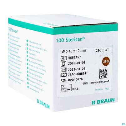 Injektionsspritzen U.zubeh. Insulin/einmalkanuelen Sterican G26x 1/2 0,45x12mm 46654 100st, A-Nr.: 3048556 - 04