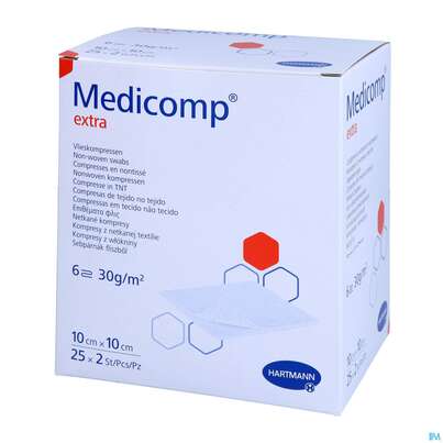 Medicomp/extra Vliesstoff-kompressen 6fach Steril 10x 10cm 25x2 50st, A-Nr.: 1648855 - 02