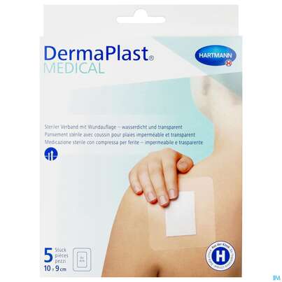 Wundpflaster Dermaplast/medical Selbstklebend Steril Wasserdicht 10x 9cm 5st, A-Nr.: 4489570 - 01