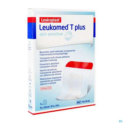 Wundverband Leukomed T Plus/skin Sensitiv Folienverband +auflage Steril 8x10xcm 5st, A-Nr.: 5267624 - 02