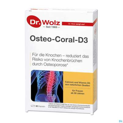 Sie sehen eine Packung Osteo Coral D3 Kapseln Dr.wolz Nr 60652 60st, Produktbild: 04 Osteo Coral D3 Kapseln Dr.wolz Nr 60652 60st, A-Nr.: 4151380 - 04