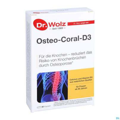 Sie sehen eine Packung Osteo Coral D3 Kapseln Dr.wolz Nr 60652 60st, Produktbild: 05 Osteo Coral D3 Kapseln Dr.wolz Nr 60652 60st, A-Nr.: 4151380 - 05