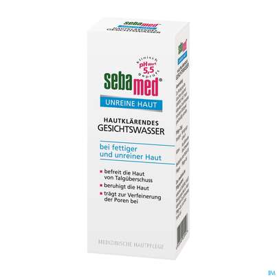 Sie sehen eine Packung Sebamed Clear Face Gesichtswasser 200ml, Produktbild: 02 Sebamed Clear Face Gesichtswasser 200ml, A-Nr.: 4065025 - 02